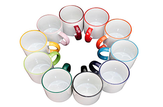 11oz Color Rim Handle Mugs